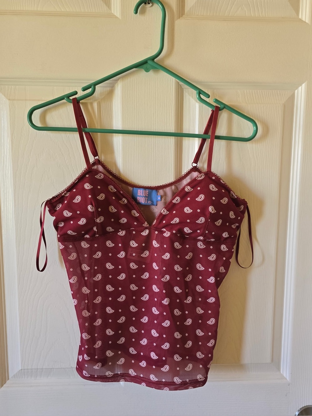 Blue Riot Burgundy Paisley Sheer Cami Top